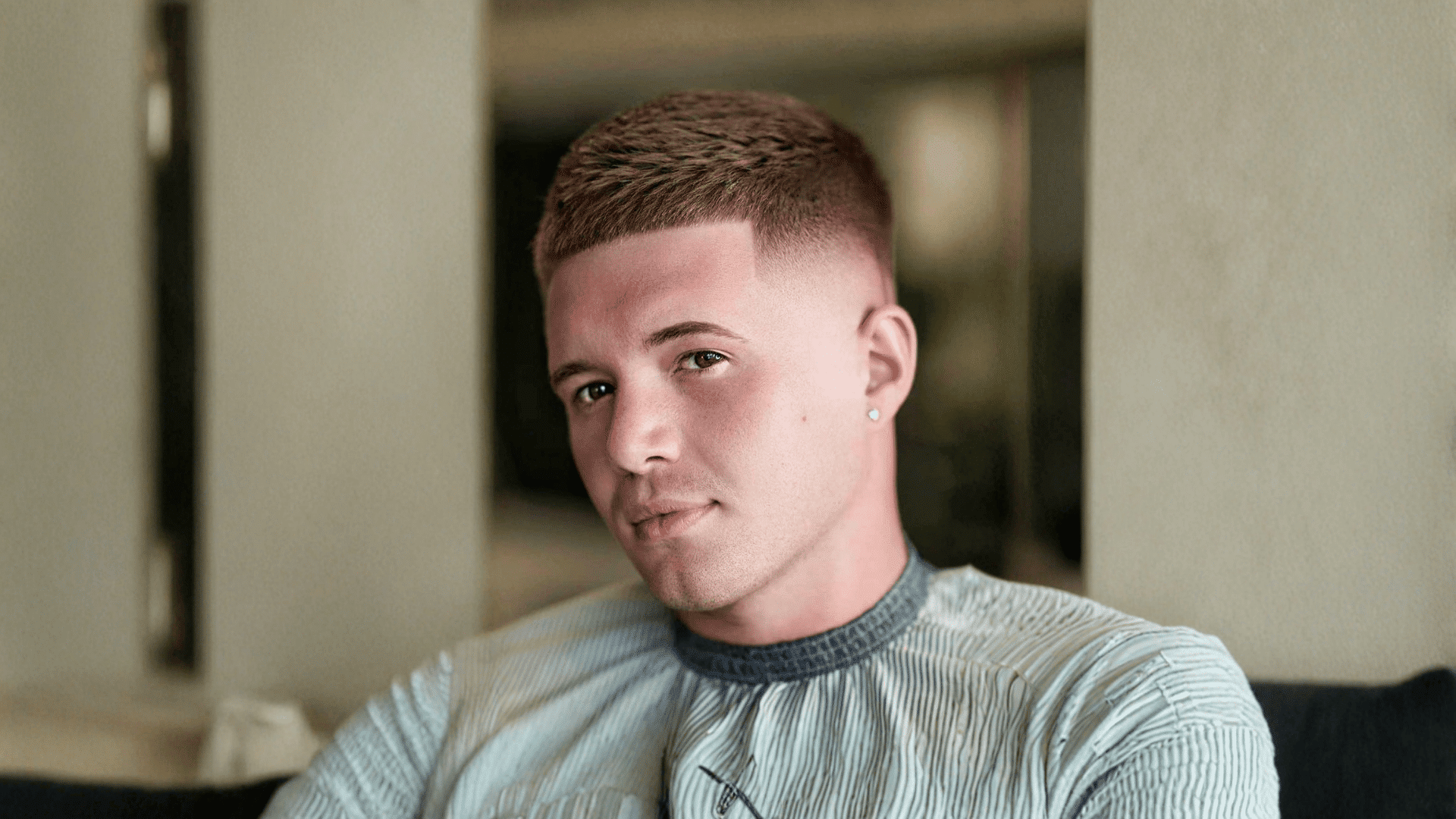 buzz cut with sharp edges