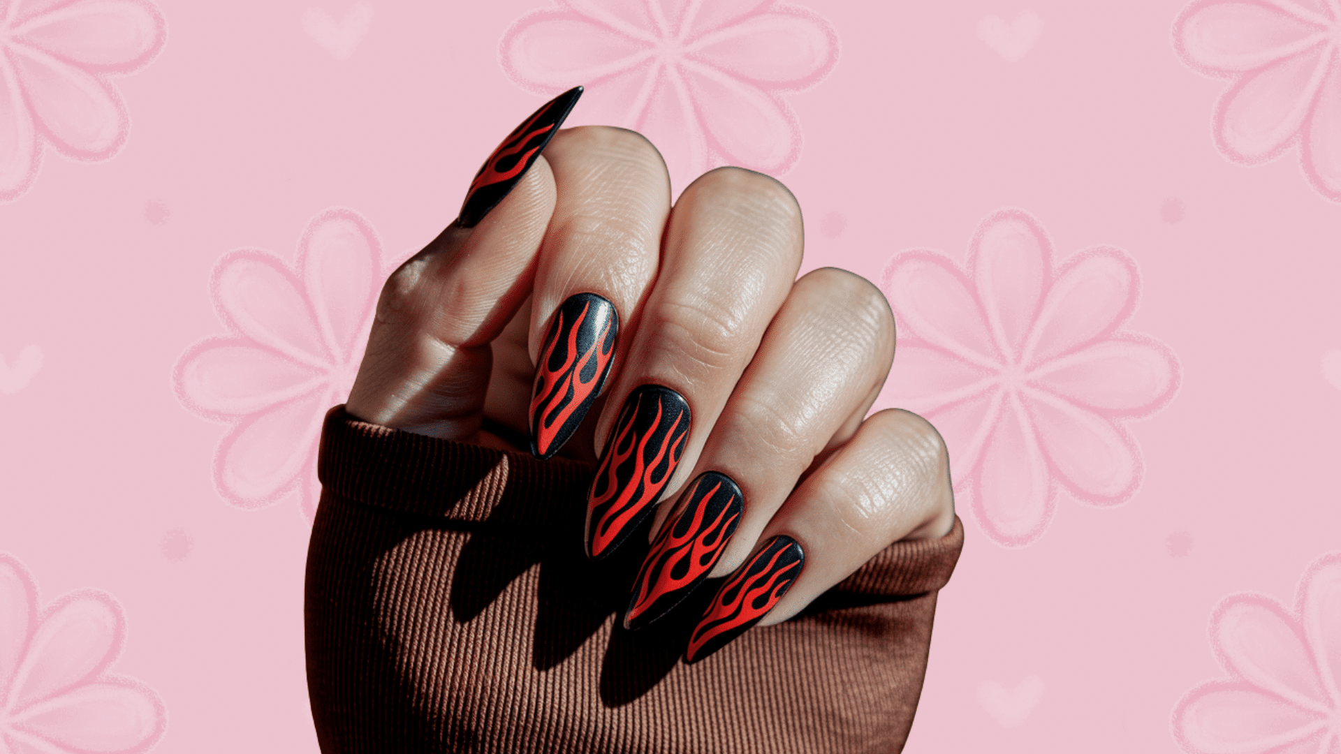 flame inspired red nails