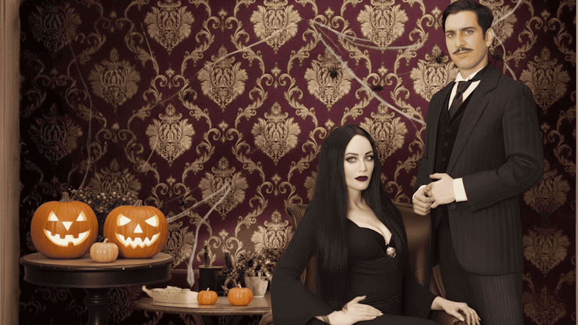 funny halloween costumes Morticia and gomez addams family