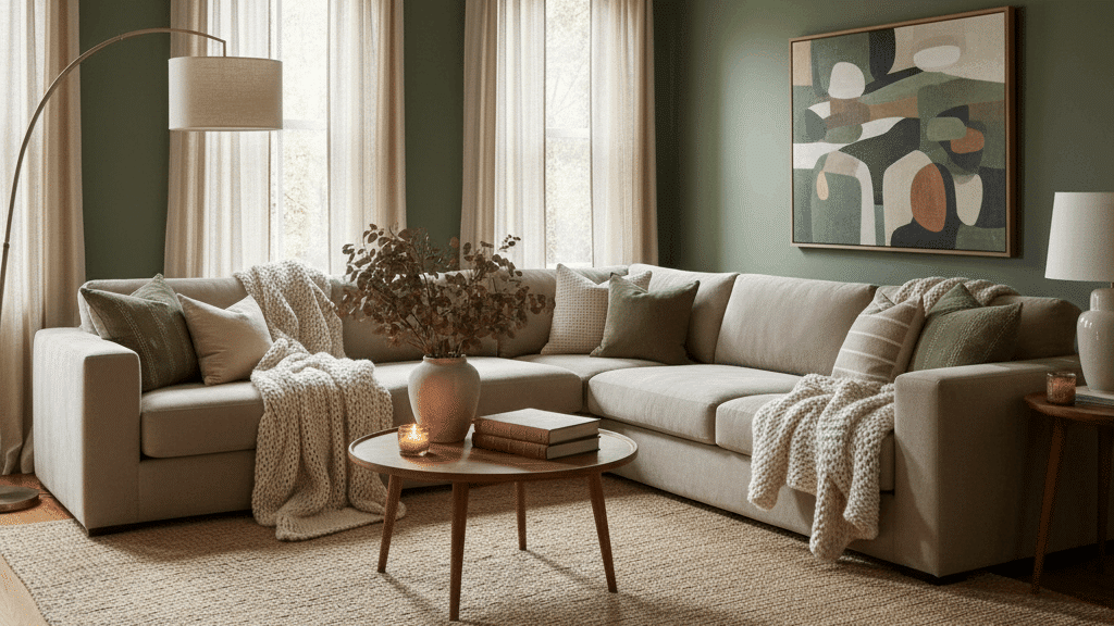 olive green beige interior design ideas