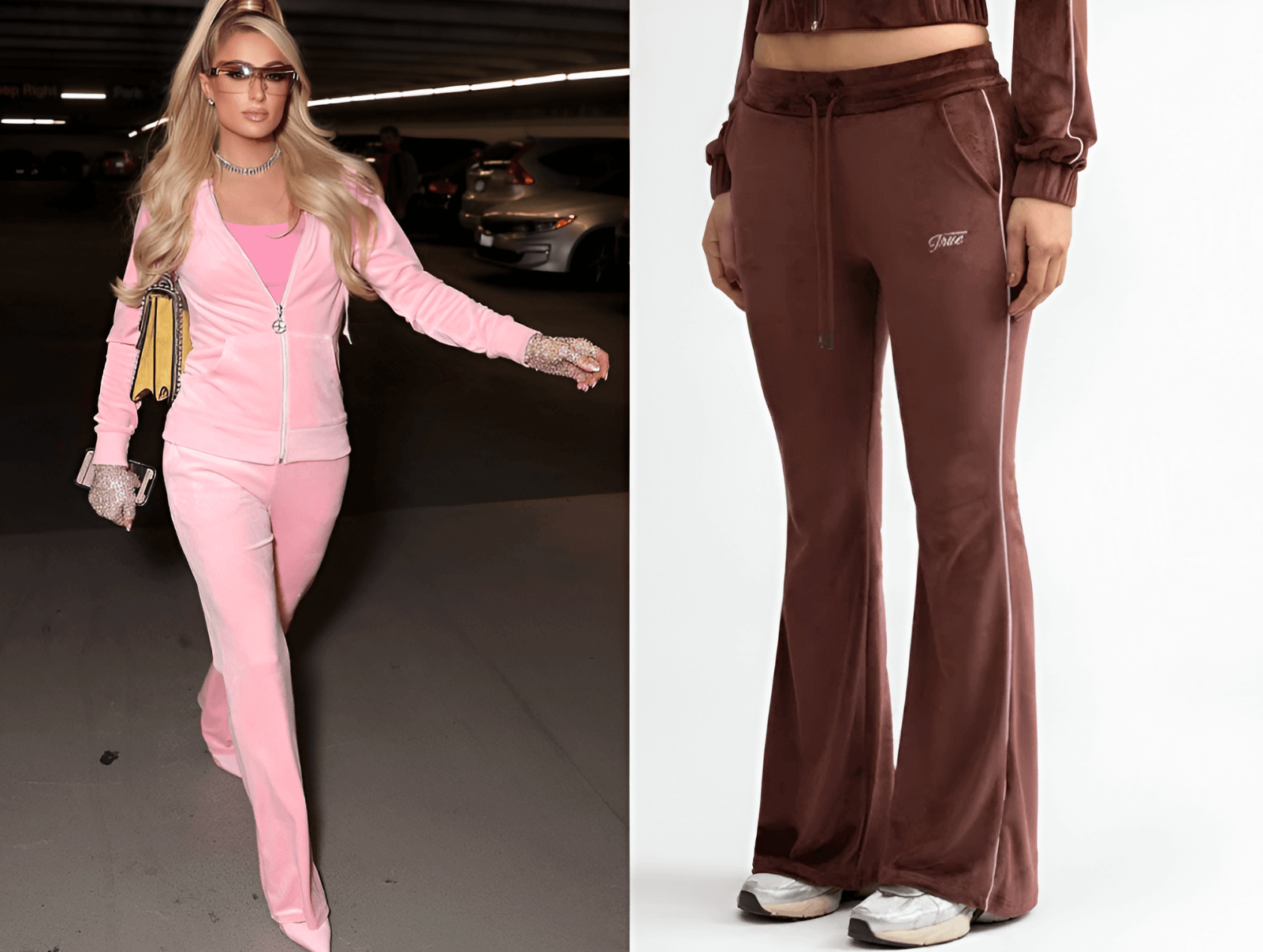 paris hilton style velour track pants