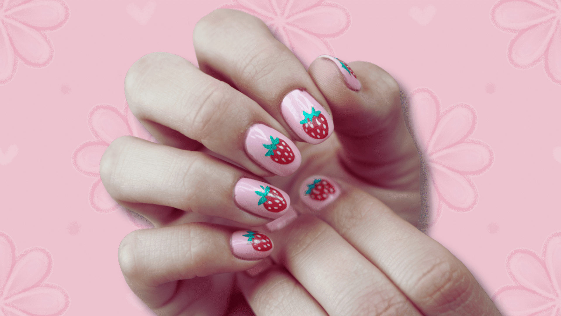 red and nude nail art idea