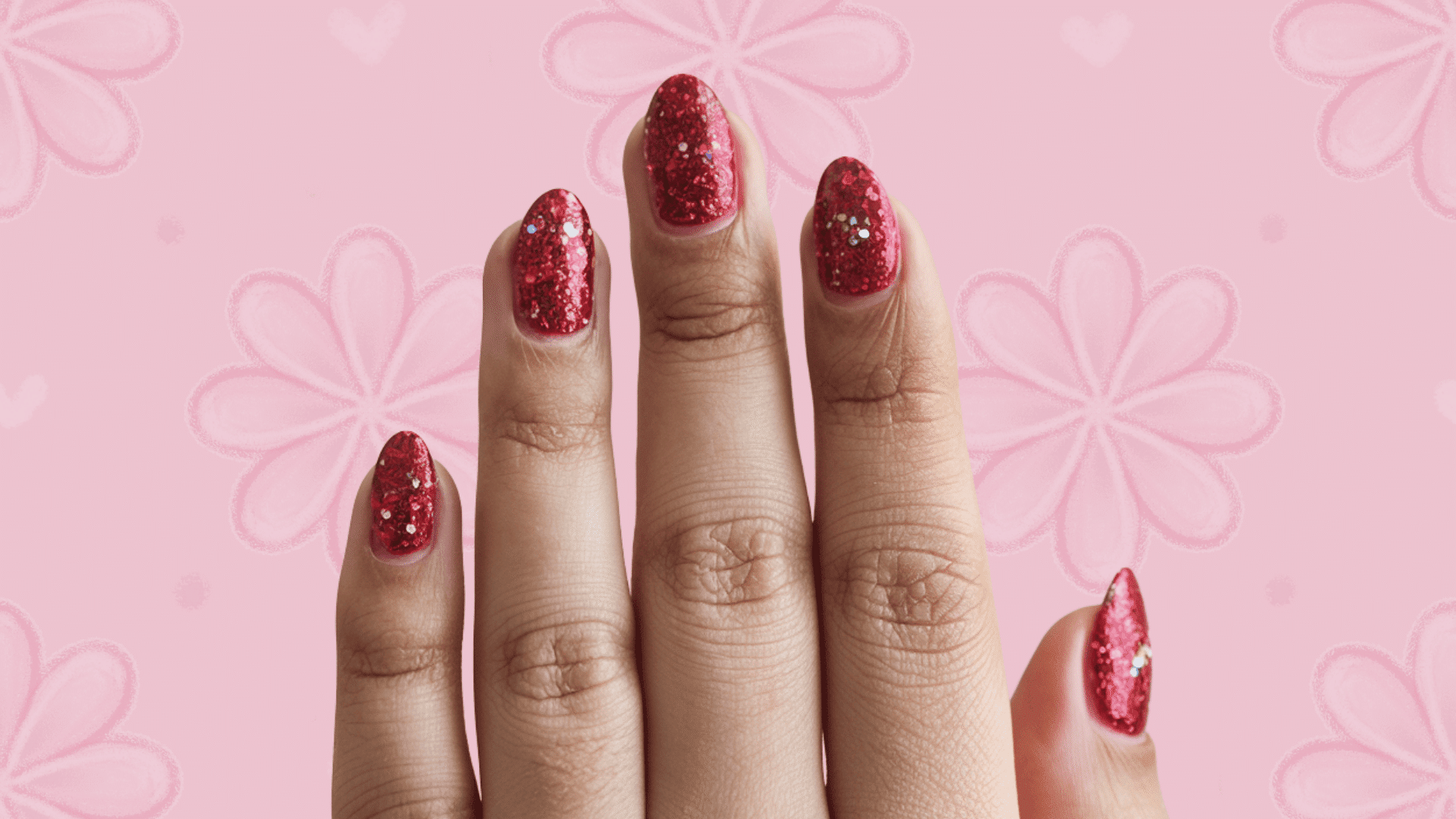 red glitter nail idea