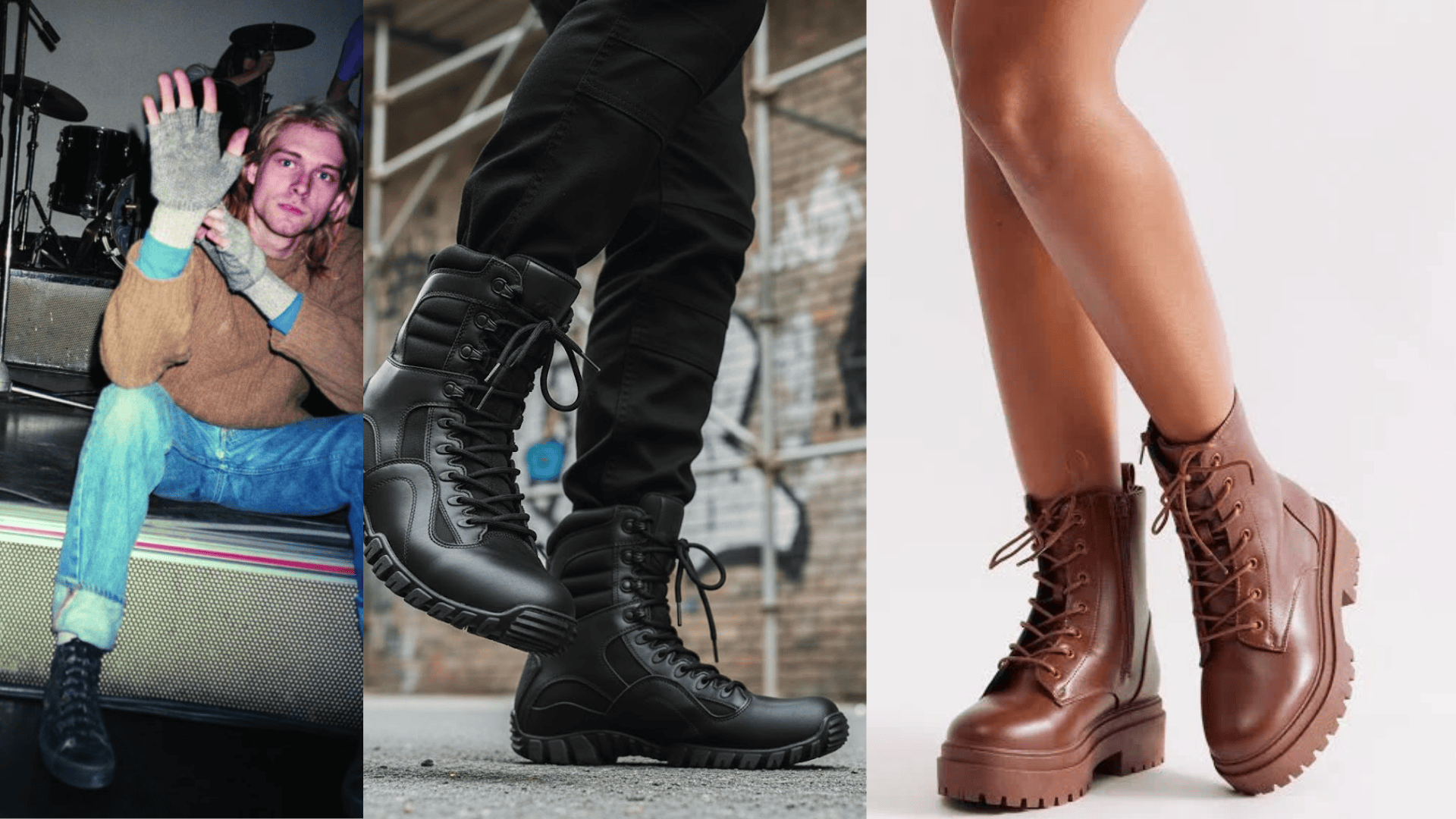 Kurt Cobain grunge wave combat boots