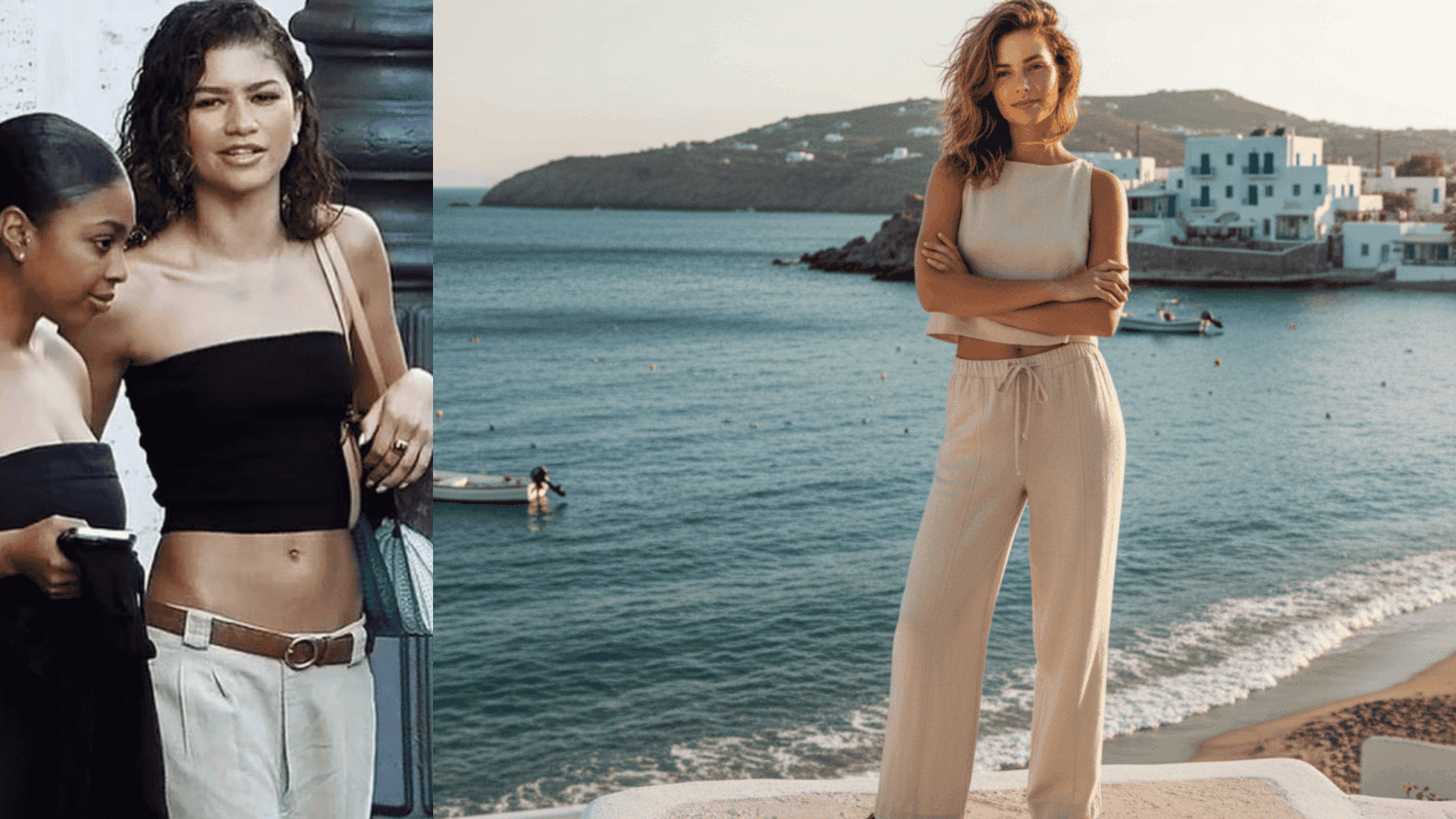 Zendaya like sleeveless top with linen pants