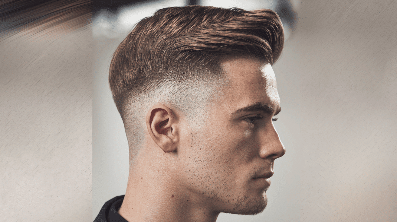 brushed back military fade haircut