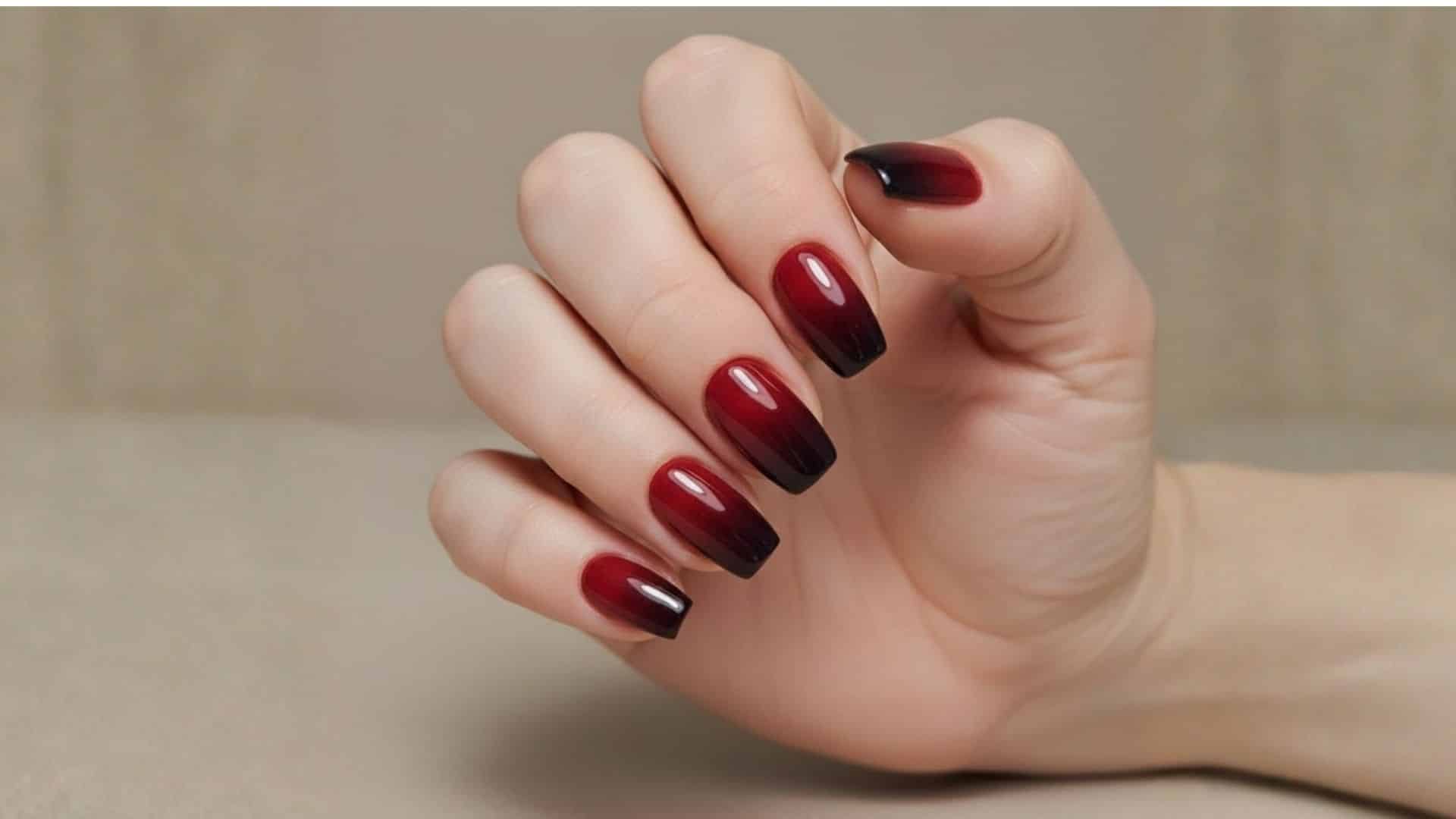 burgandy black fall ombre nail shade
