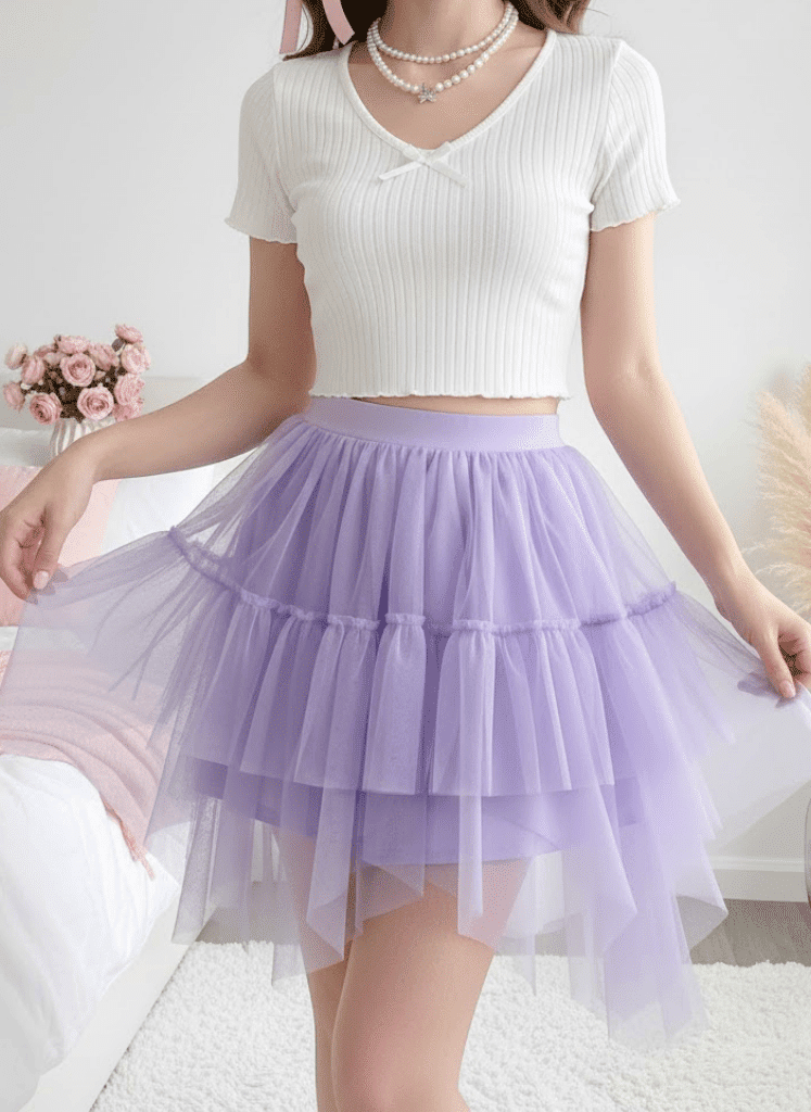 coquete outfit inspo tulle skirt white knit top