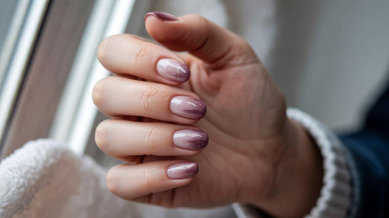 frosted berry fall ombre nail shade