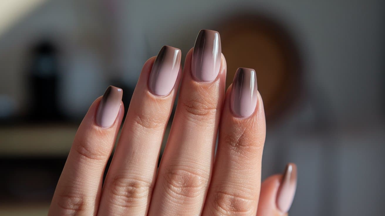 taupe to mocha fall ombre nail shade