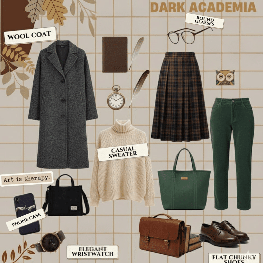 dark academia fashion for female
